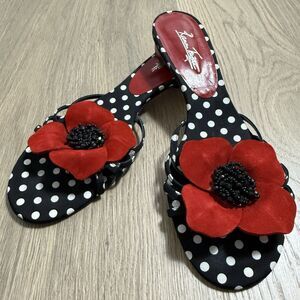 Ramon Tenza Shoes Women 11B Polka Dot Flower Low Heel Thong Sandal